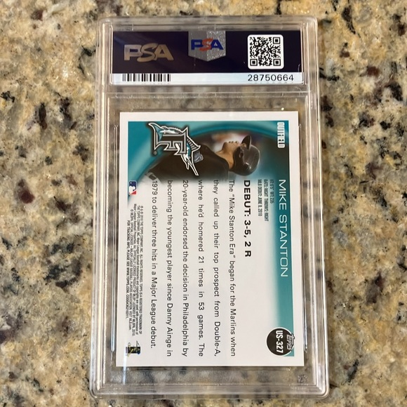 2010 Topps Update Mike Stanton Marlins RC #US327 PSA Mint 9 - Picture 2 of 2
